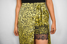 Load image into Gallery viewer, Lace Leopard Midi Yellow Wrap Skirt