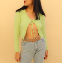 Load image into Gallery viewer, Key Lime Fuzzy Tie Sweater