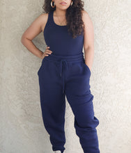 Load image into Gallery viewer, Monochrome Navy Jogger Set W/ Bodysuit